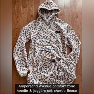 Ampersand Ave LEOPARD SET TRACKSUIT Comfort Zone hoodie + joggers NWT SMALL